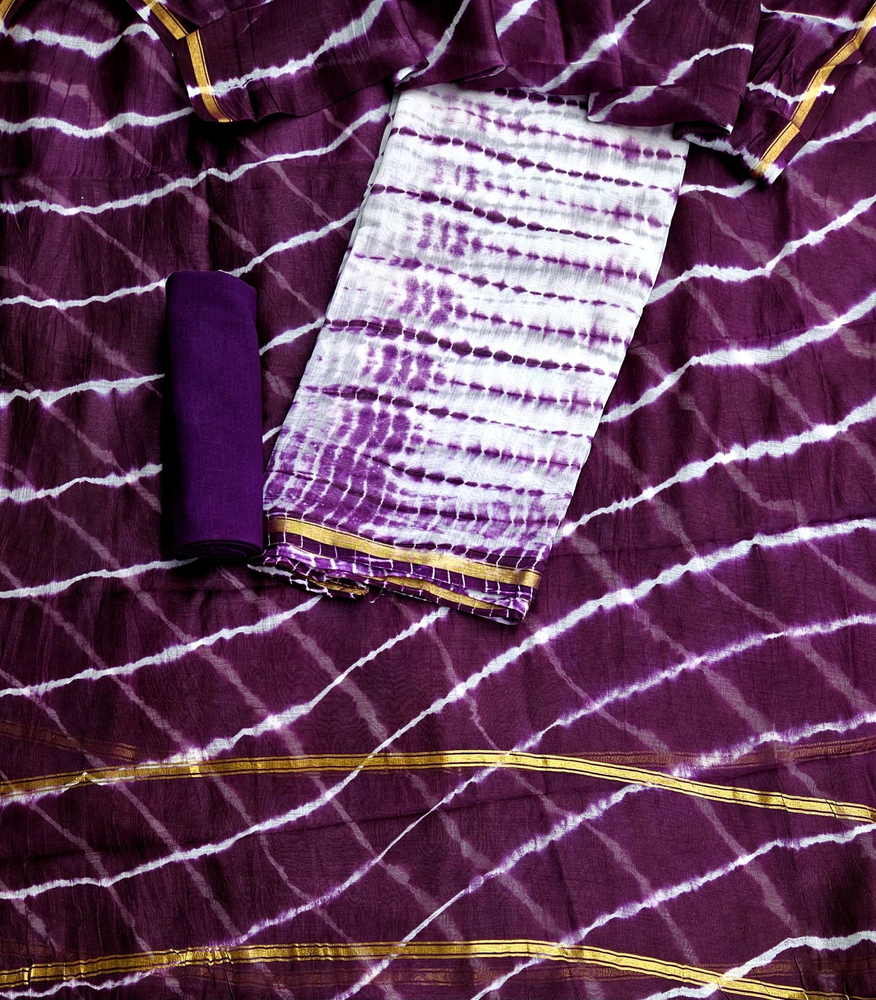 Chanderi cotton silk Hand block print suit