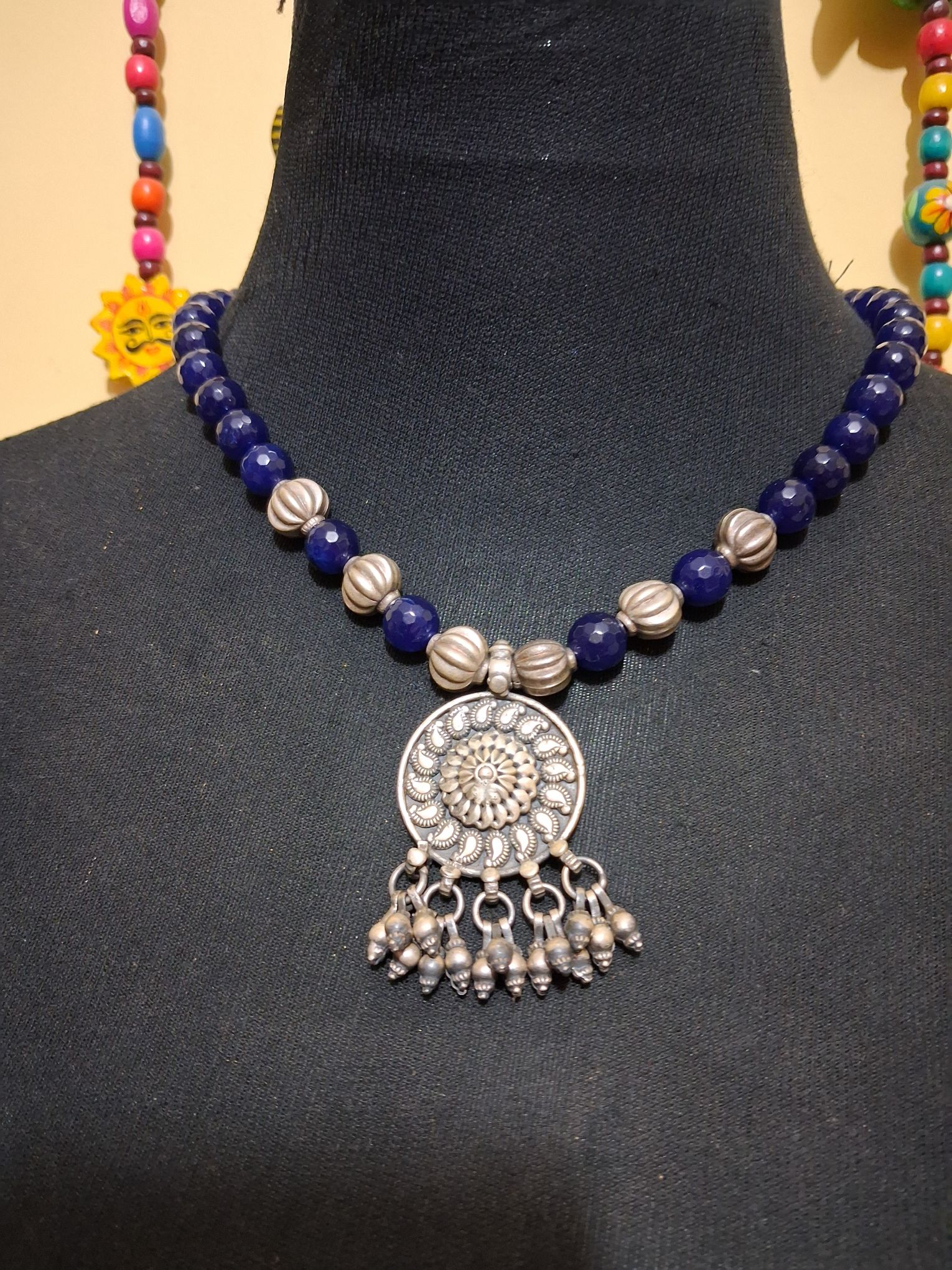Antique silver pendant necklace