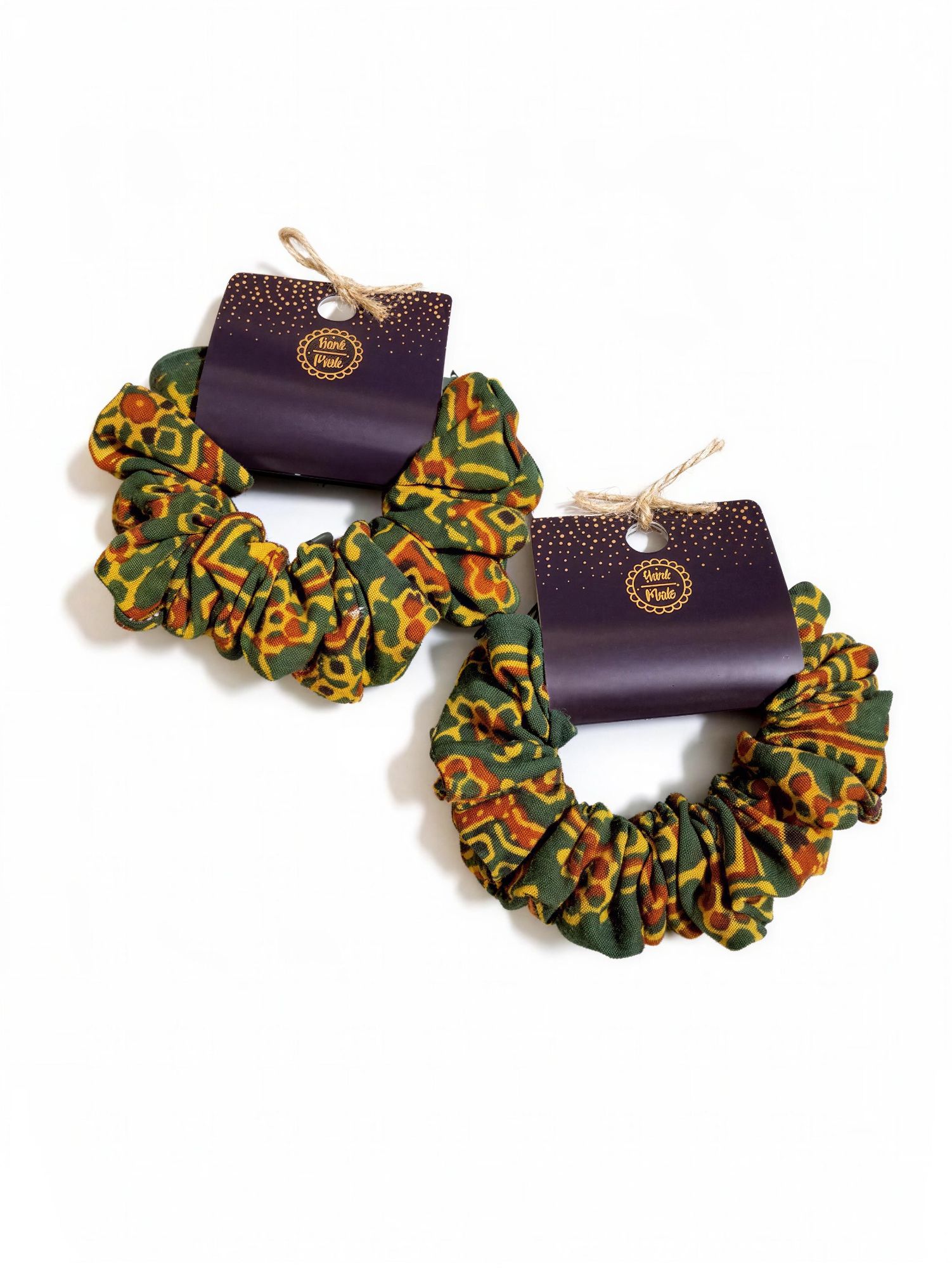 Ajrakh hand block print Cotton scrunchies - set of 2