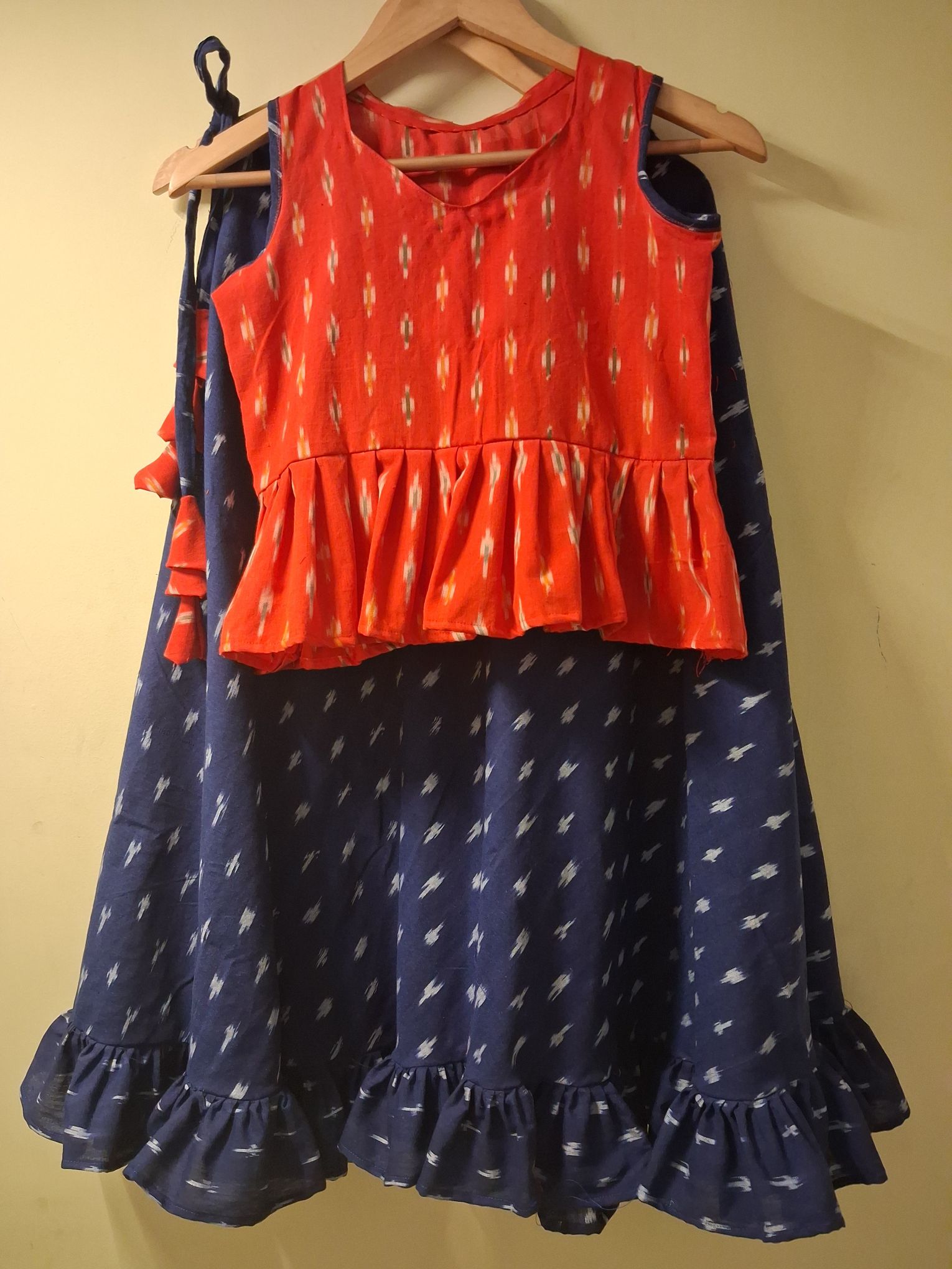 Ikkat cotton skirt and top
