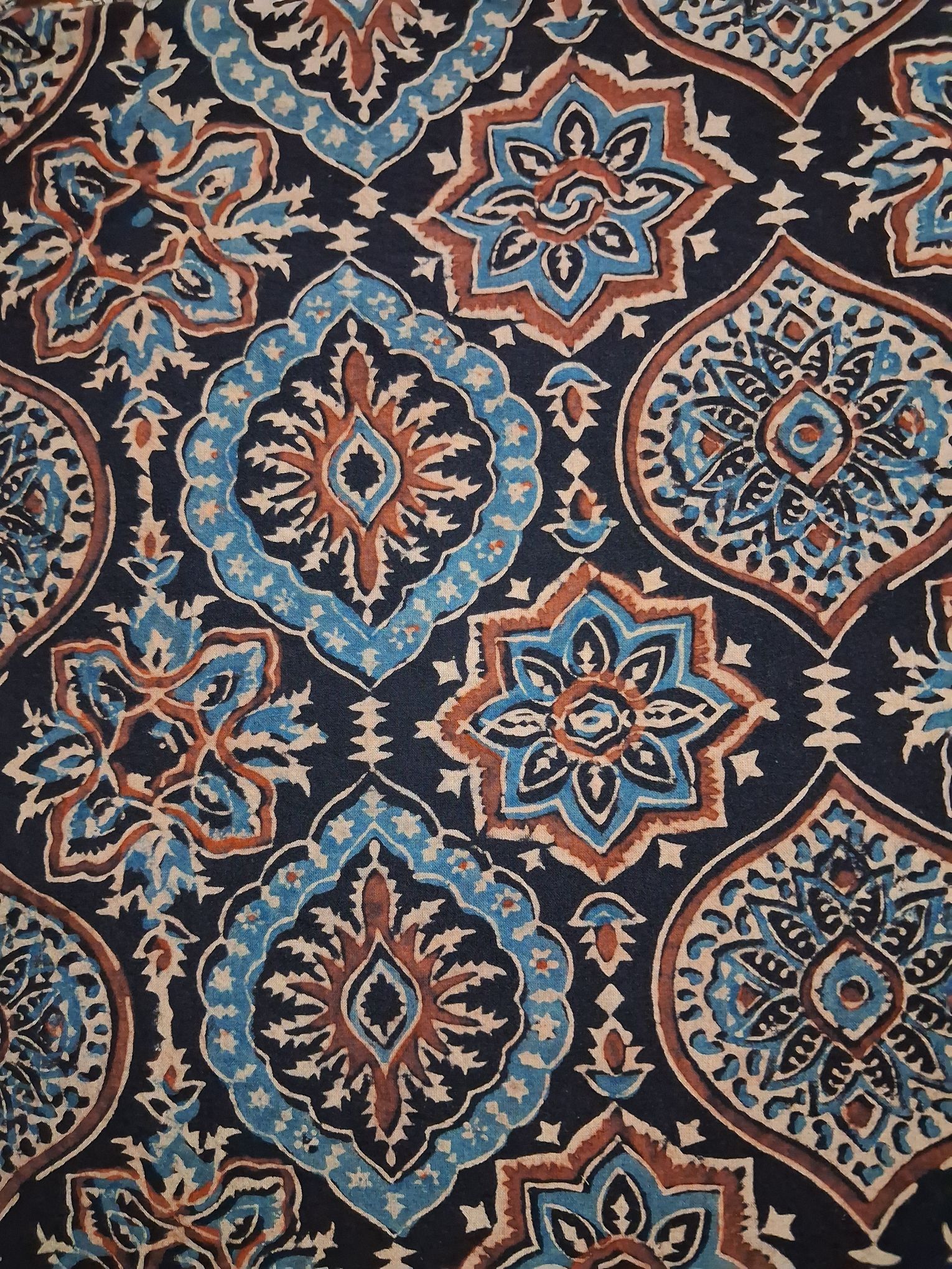 Ajrakh hand block print cotton fabric - 1 meter