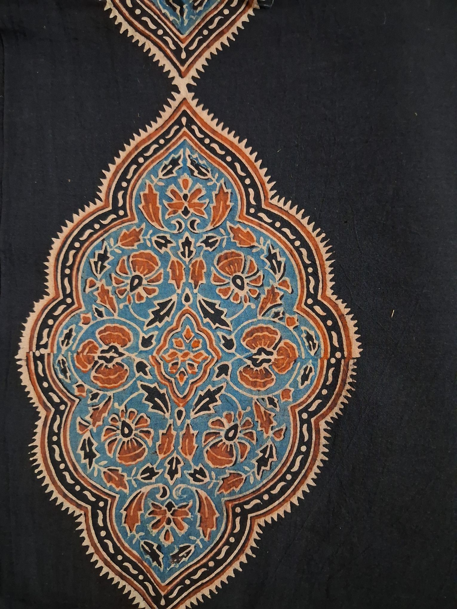 Ajrakh hand block print cotton fabric - 1 meter