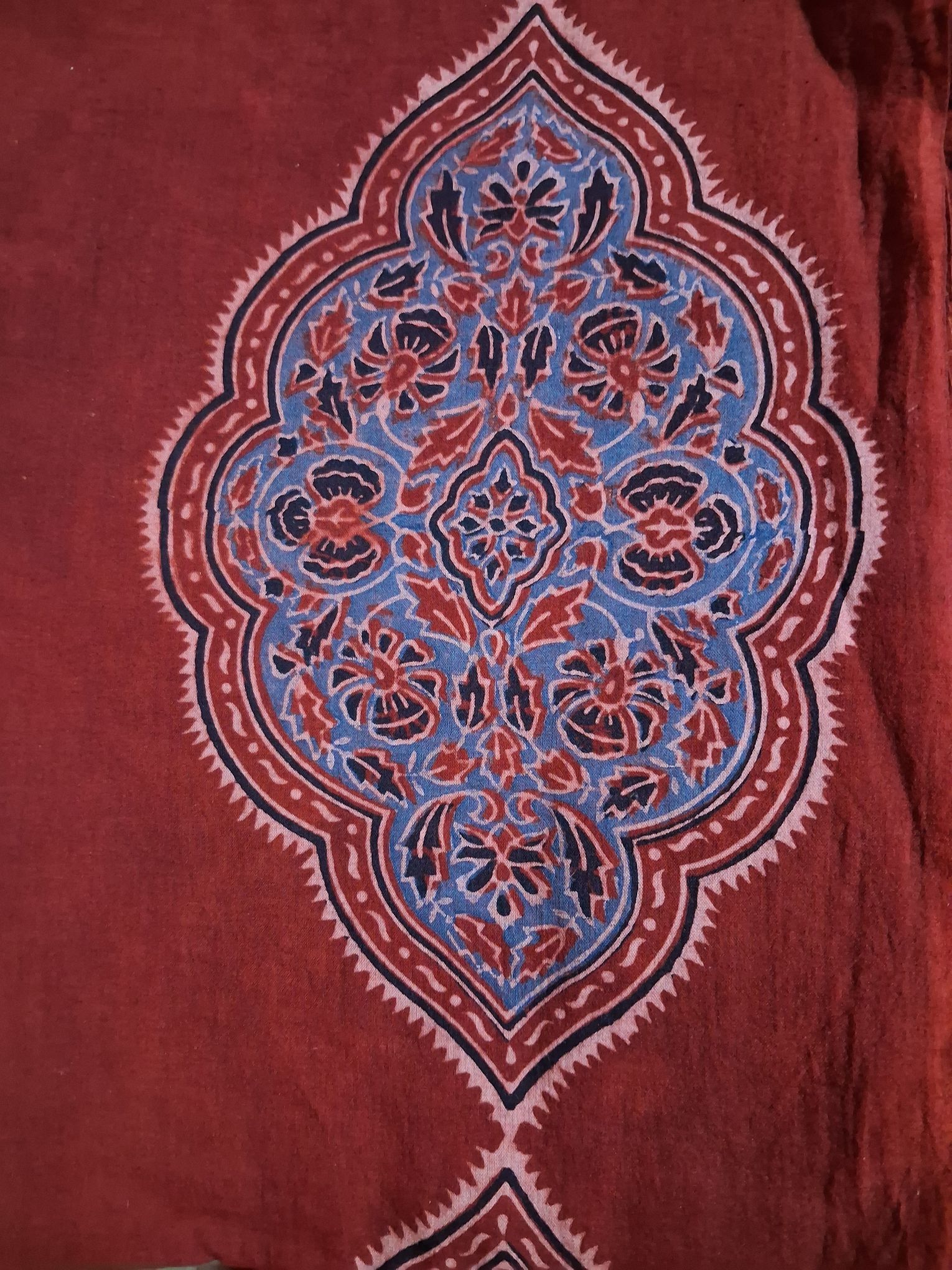 Ajrakh hand block print cotton fabric - 1 meter