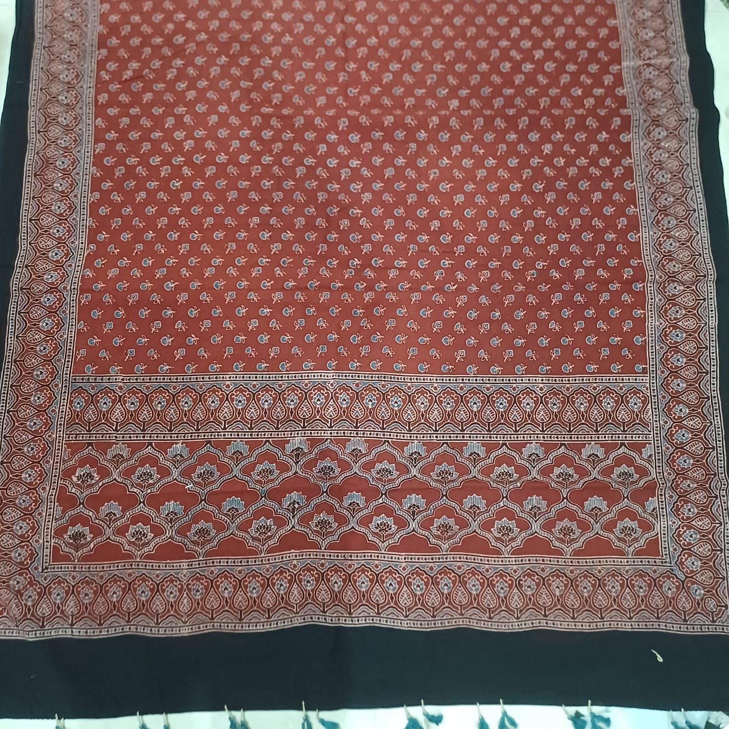 Ajrakh hand block print cotton duppatta